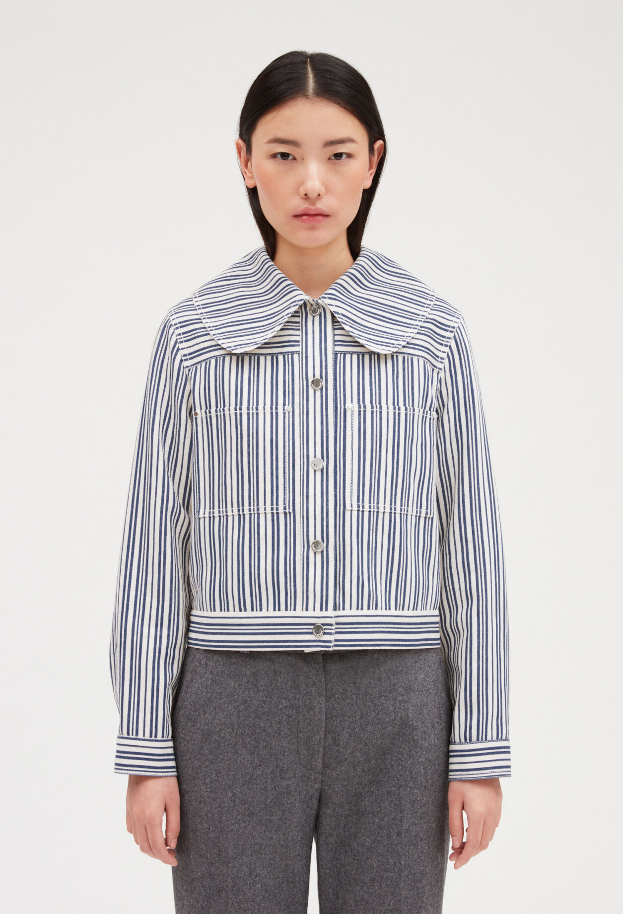 Striped denim jacket