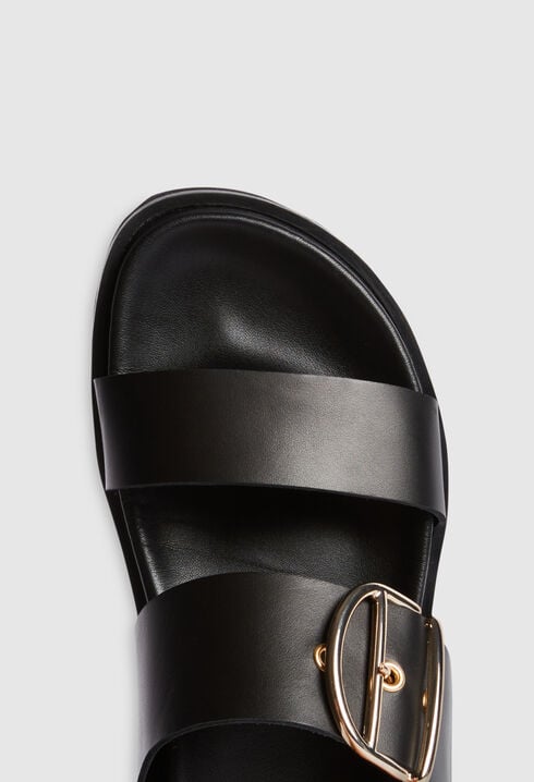 Black leather sandals