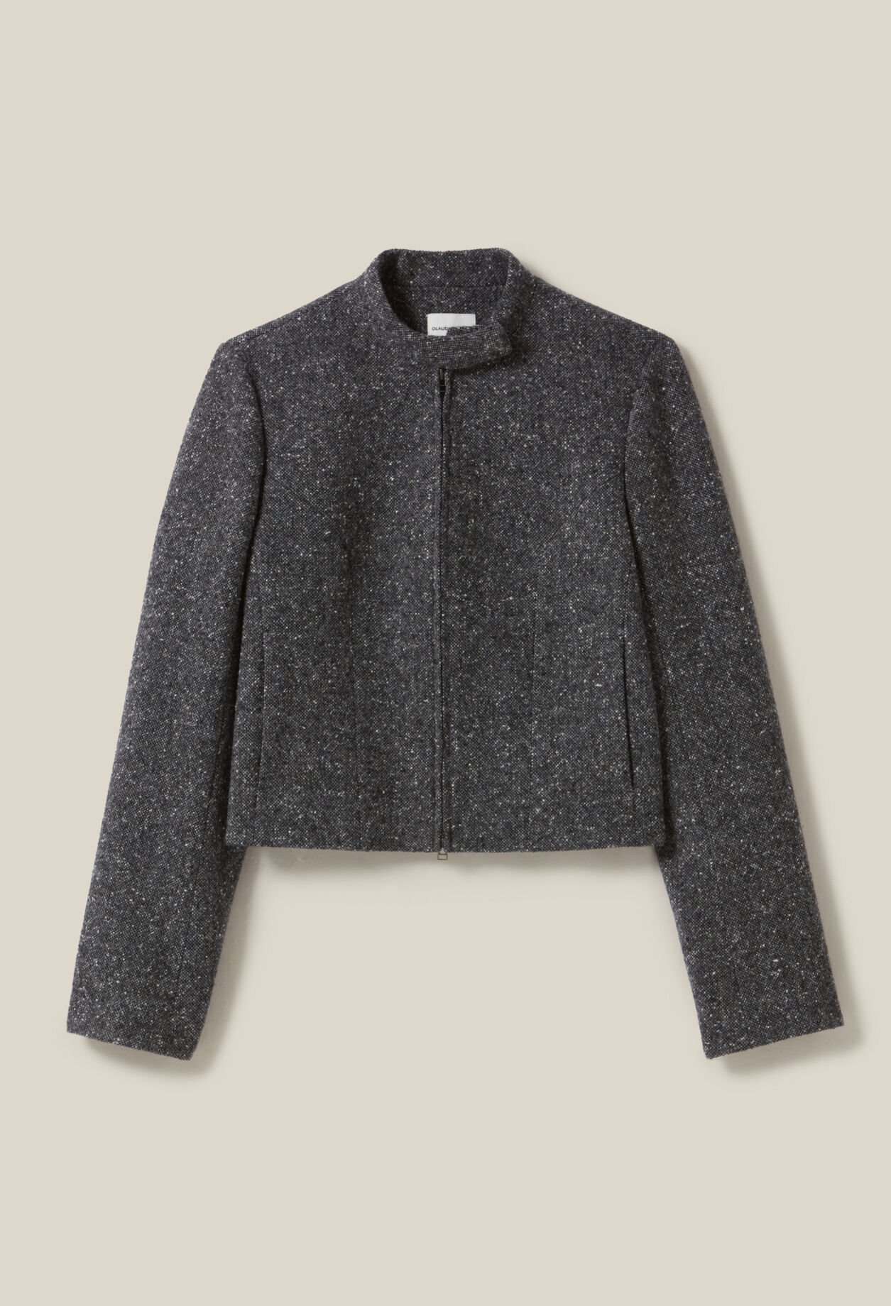 Grey short mixed wool jacket