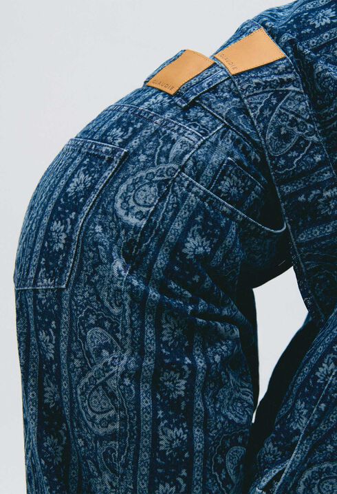 Printed straight denim jeans
