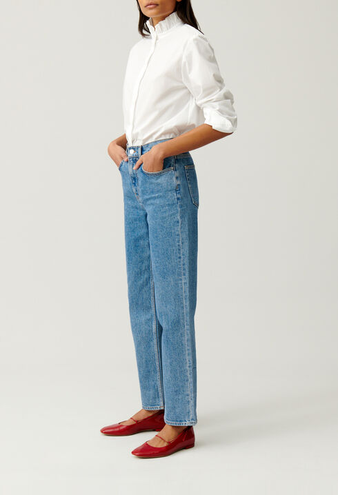 White shirt with ruffled collar