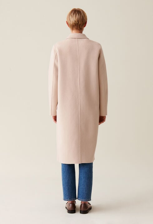 Mid-length beige wool blend coat 