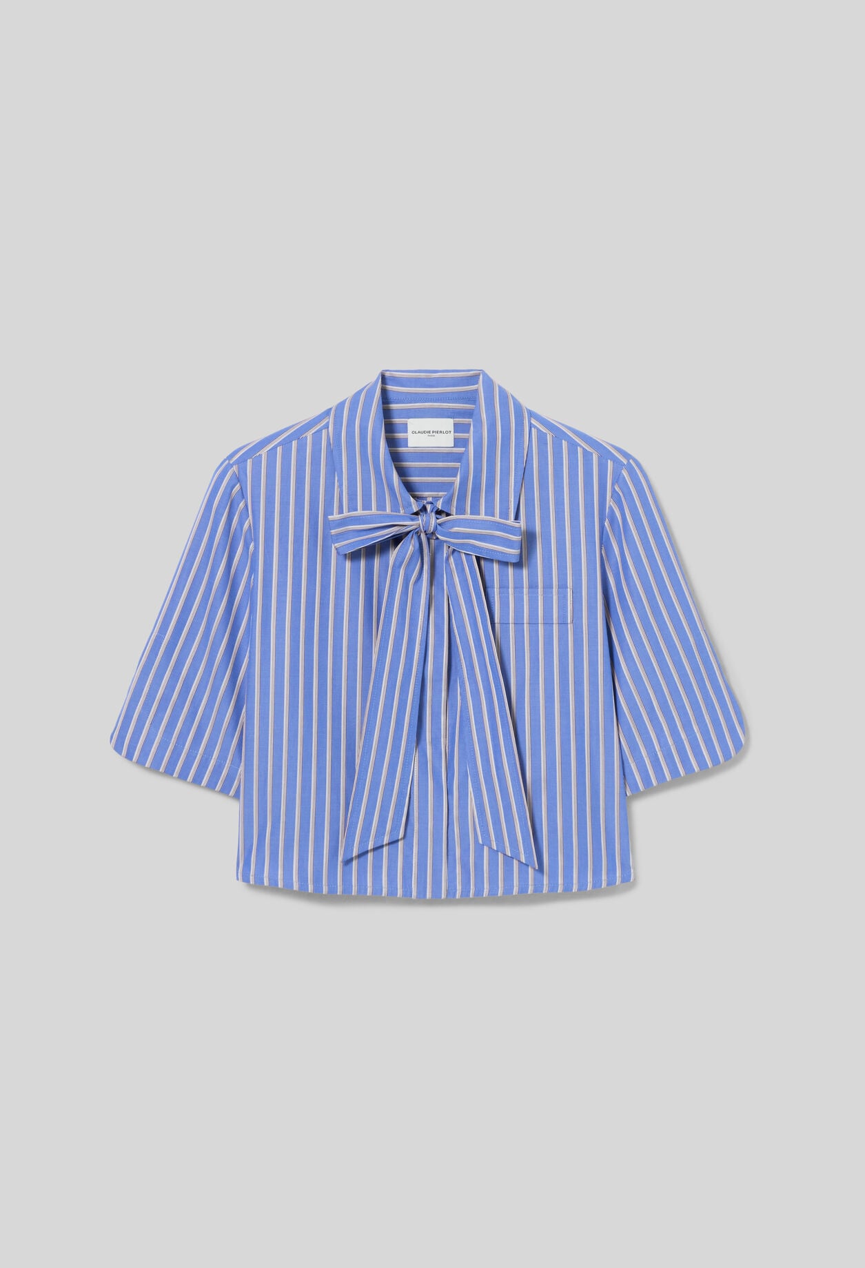 Striped tie-neck shirt