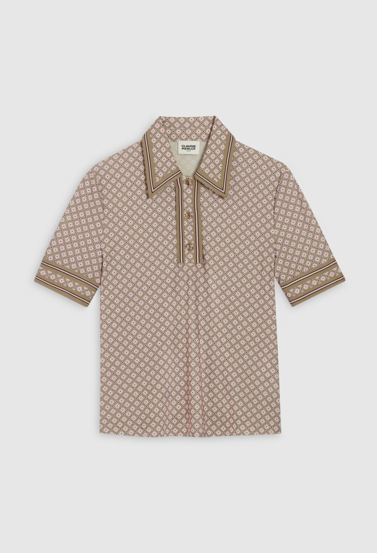 Short-sleeved pink polo shirt