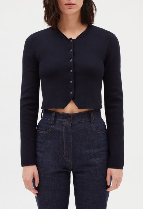 Long-sleeved cropped cardigan