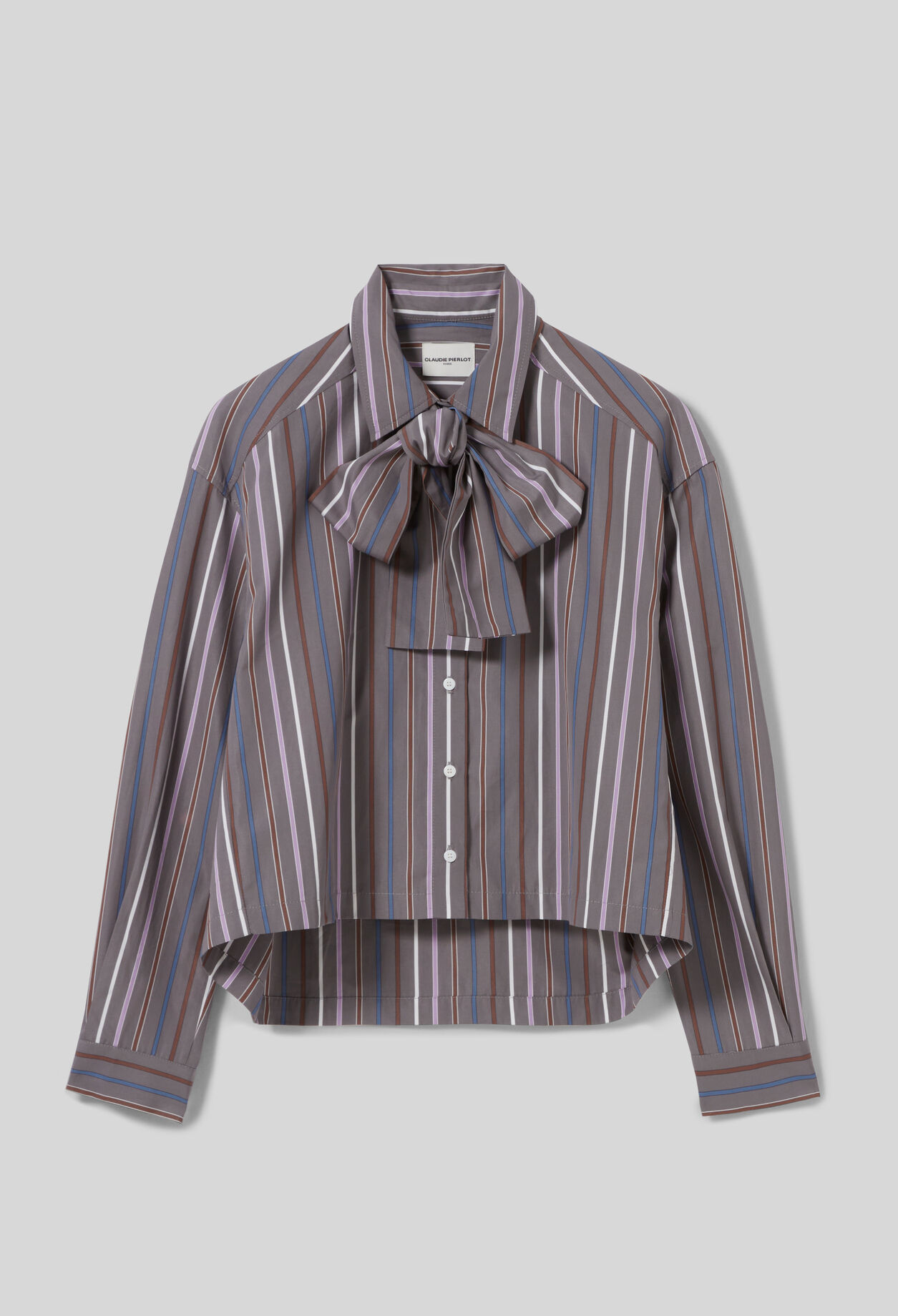 Striped Tie-Neck Blouse