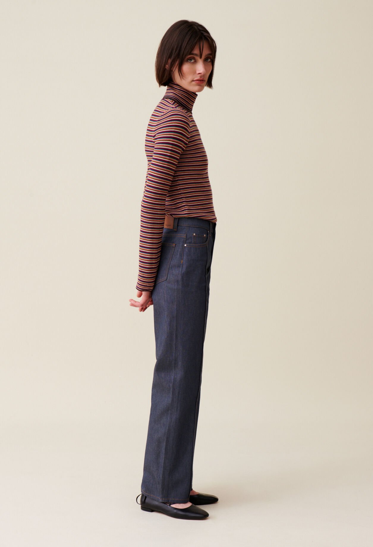 Striped turtleneck jumper