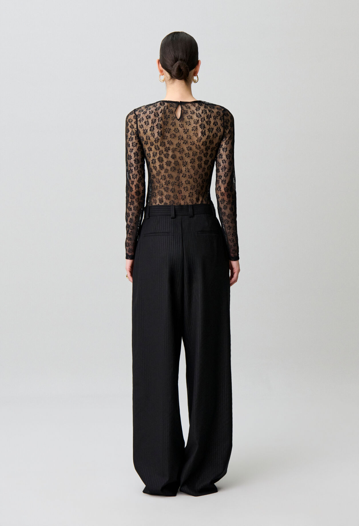 Straight striped wool trousers