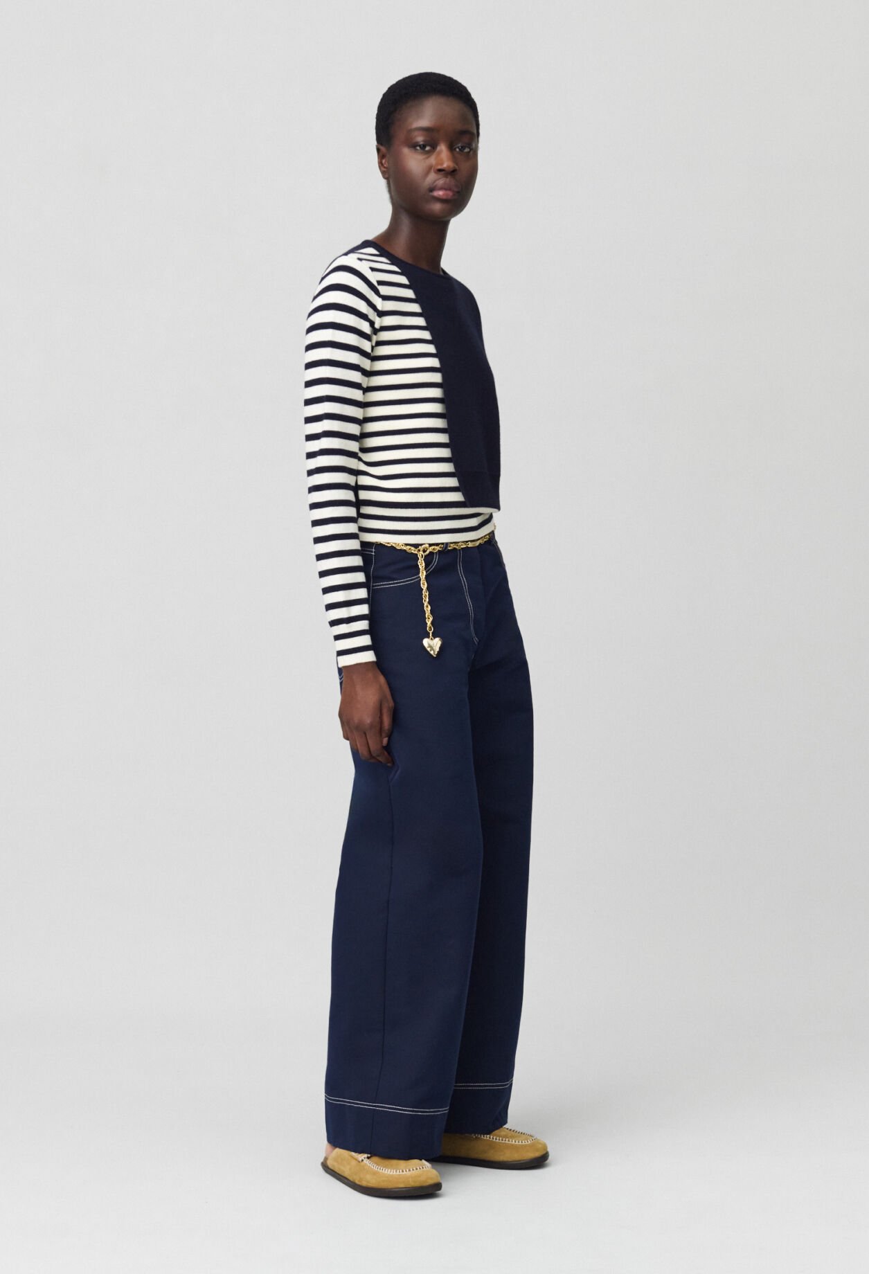 Short Striped Jumper with Plain Flap