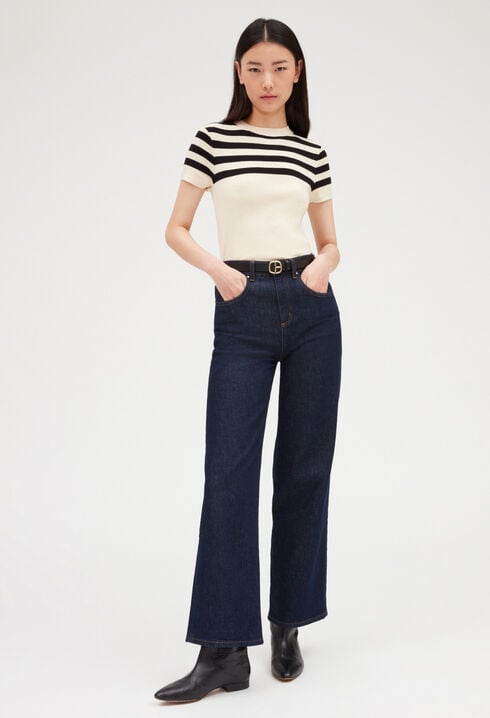 Two-tone short-sleeved jumper