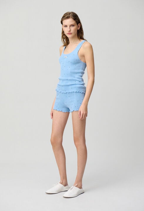 Polka Dot Fine Knit Tank Top