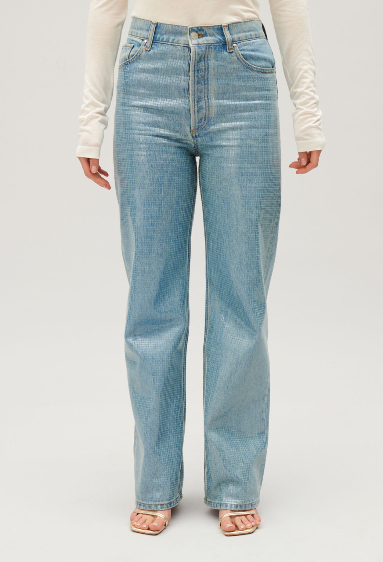 Straight blue glitter Claude jeans