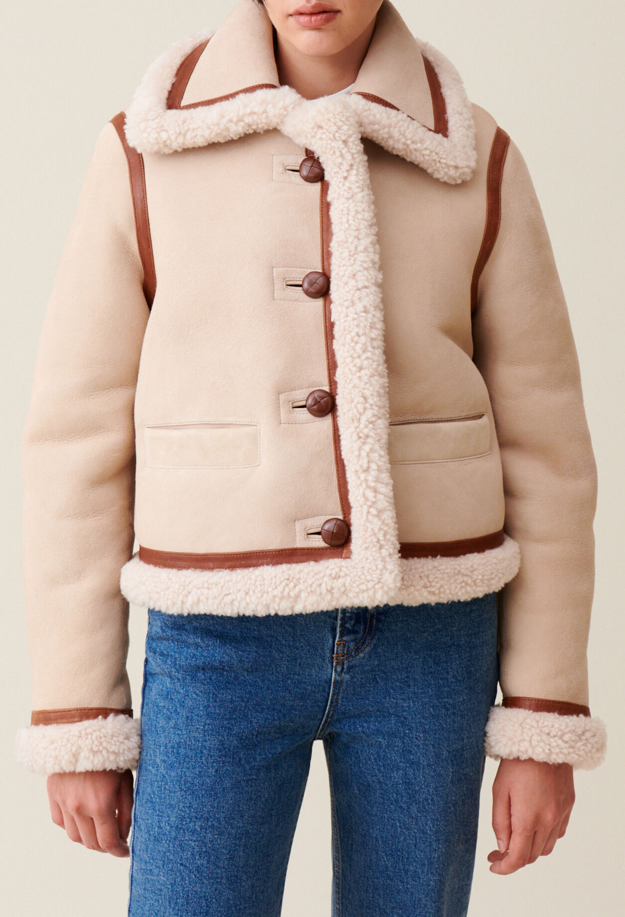 Beige shearling jacket