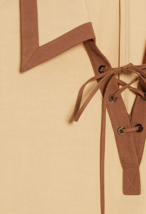 Short beige lace-up dress