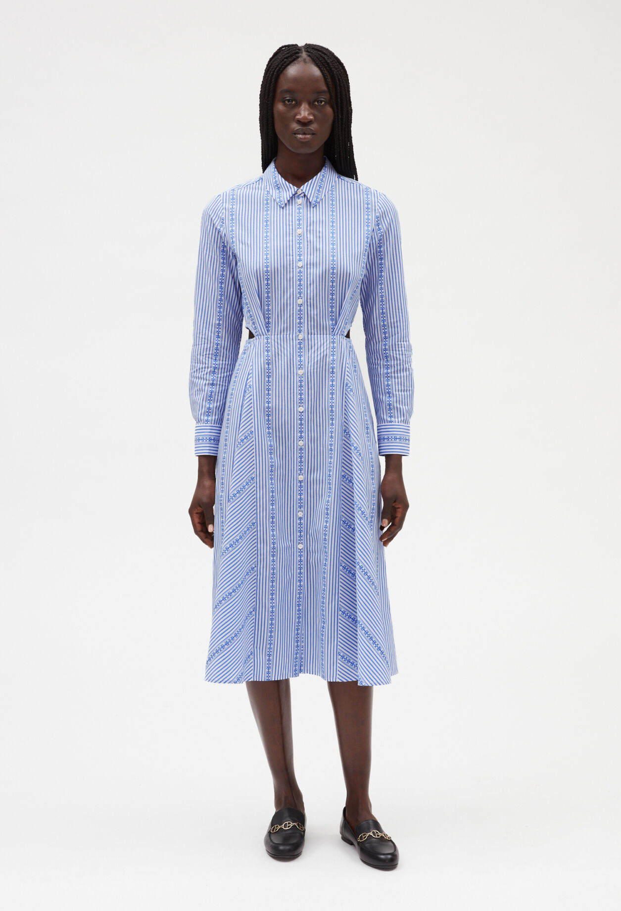 Sky blue mid-length shirt dress for women | Claudie Pierlot