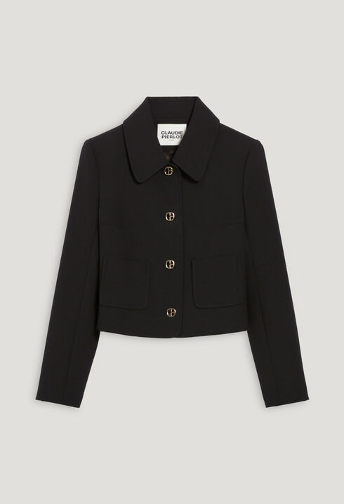 Black cropped suit jacket