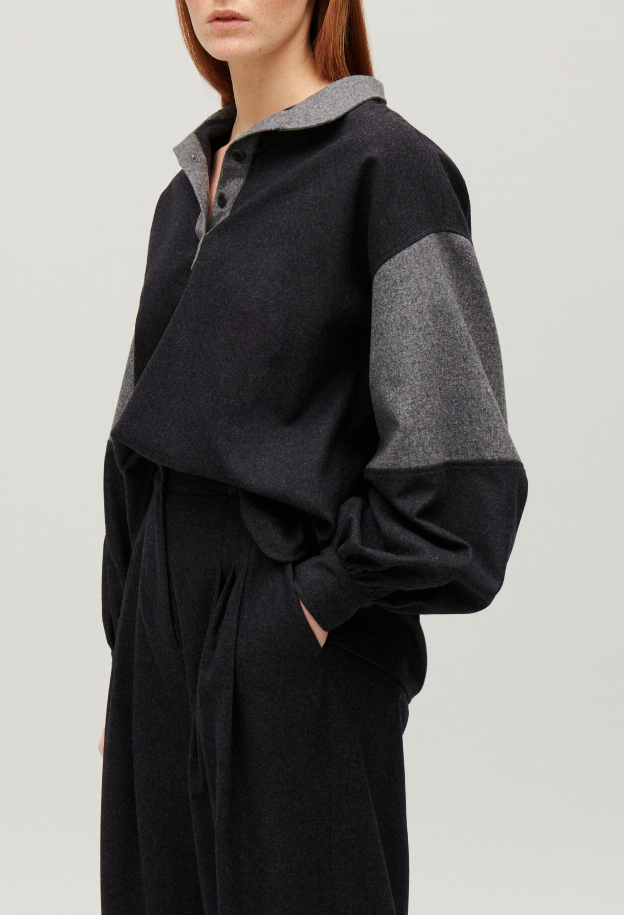 Dark grey loose-fit blouse