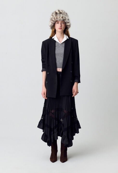 Asymmetrical pleated skirt