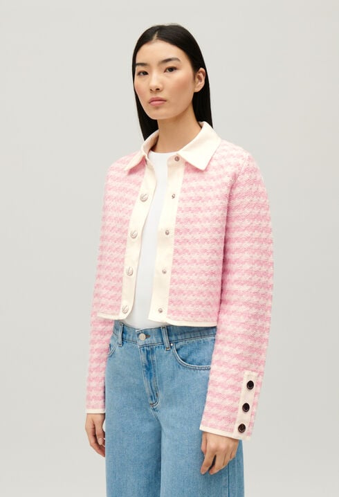 Two-tone knit cardigan