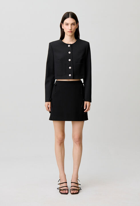 Short jacket with jewel buttons