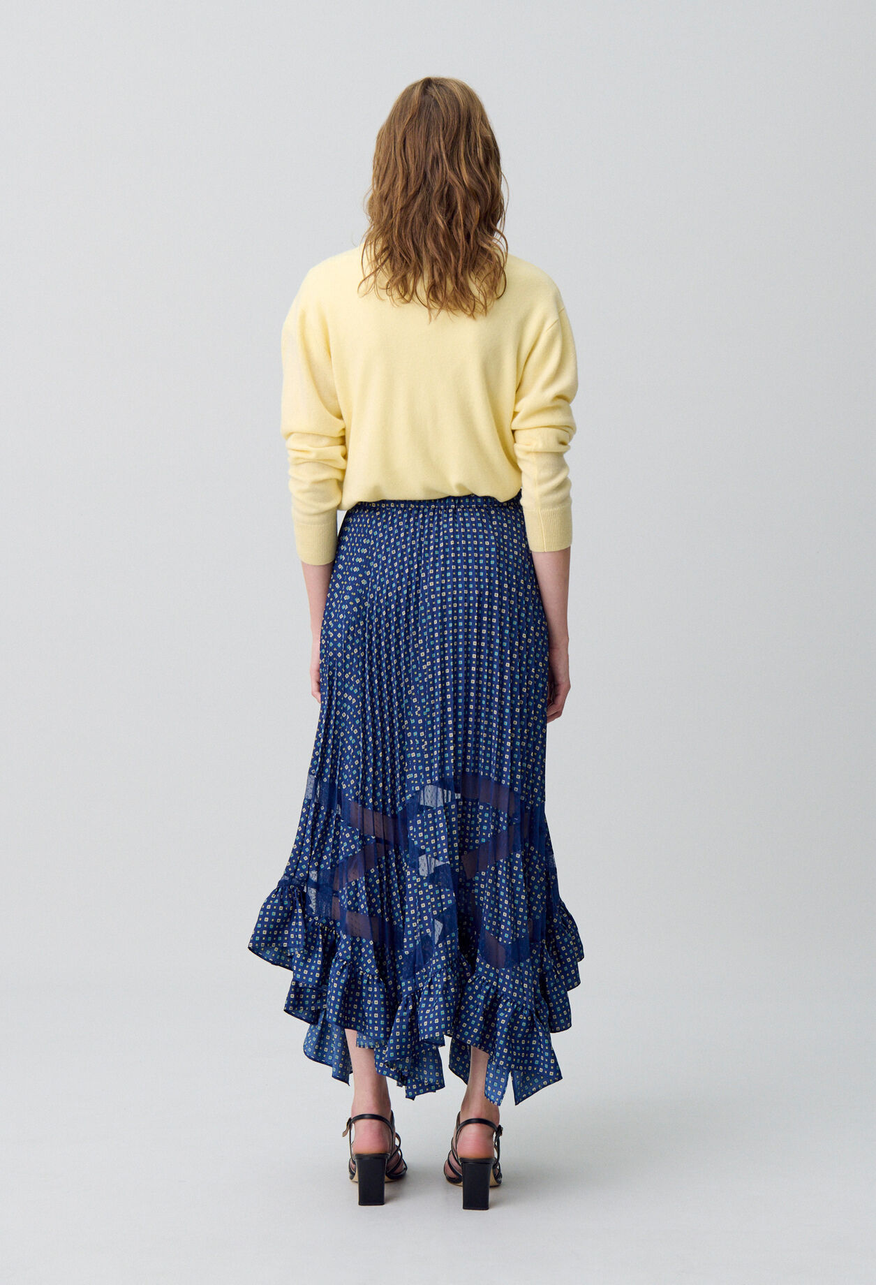 Printed Pleated Maxi Skirt