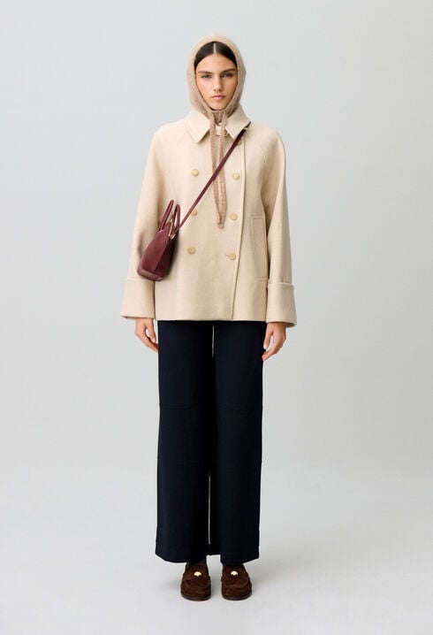 Short peacoat with shirt collar