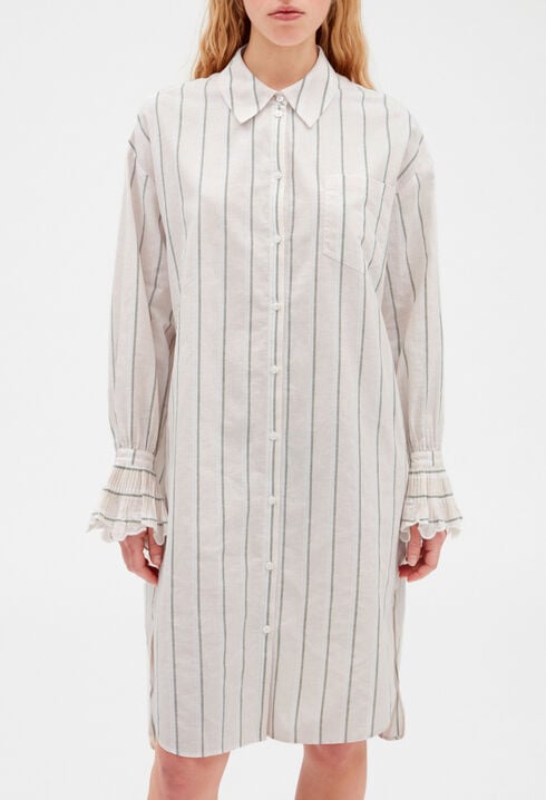 Cotton and linen blend midi shirt dress