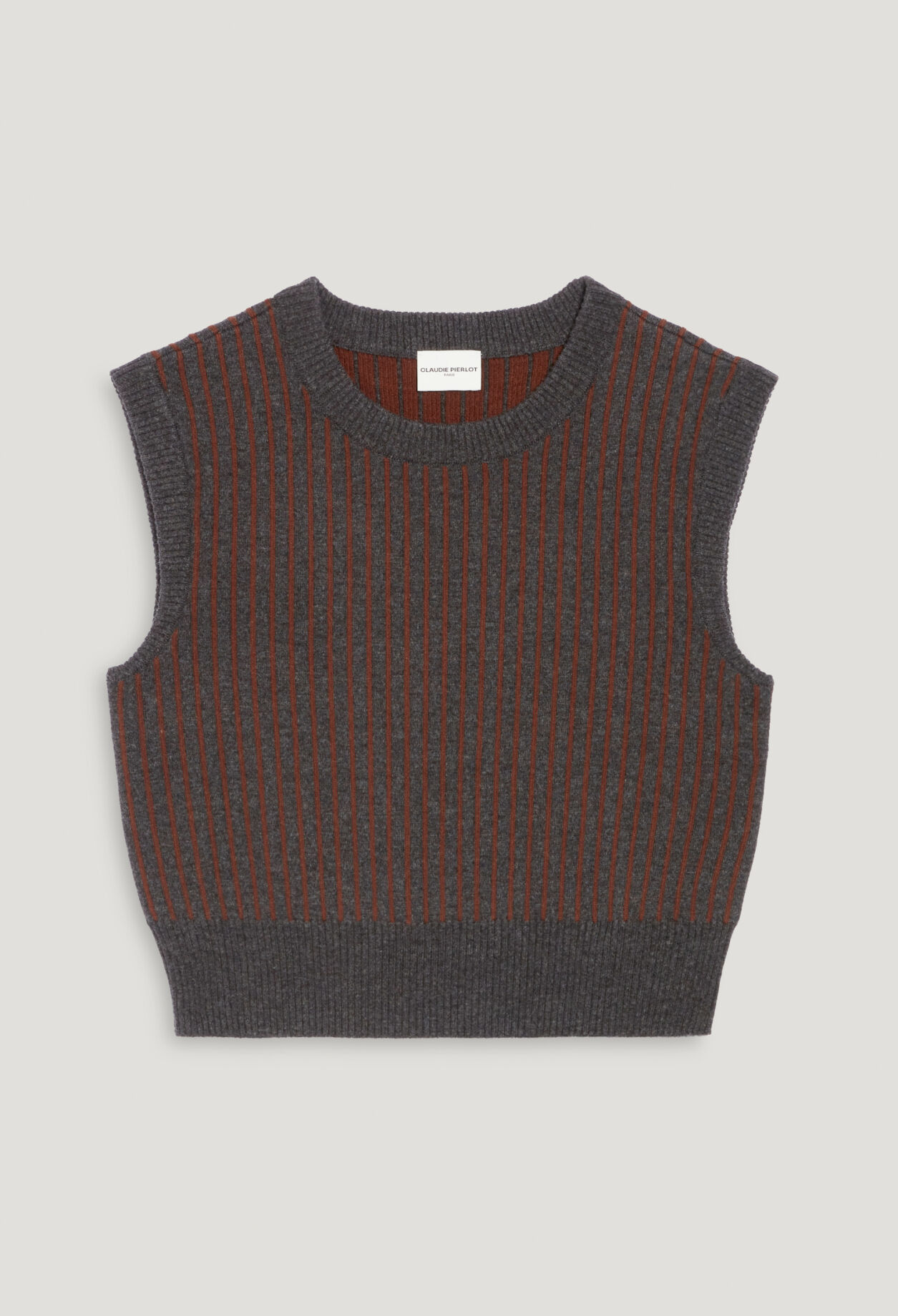 Sleeveless stripy knit jumper