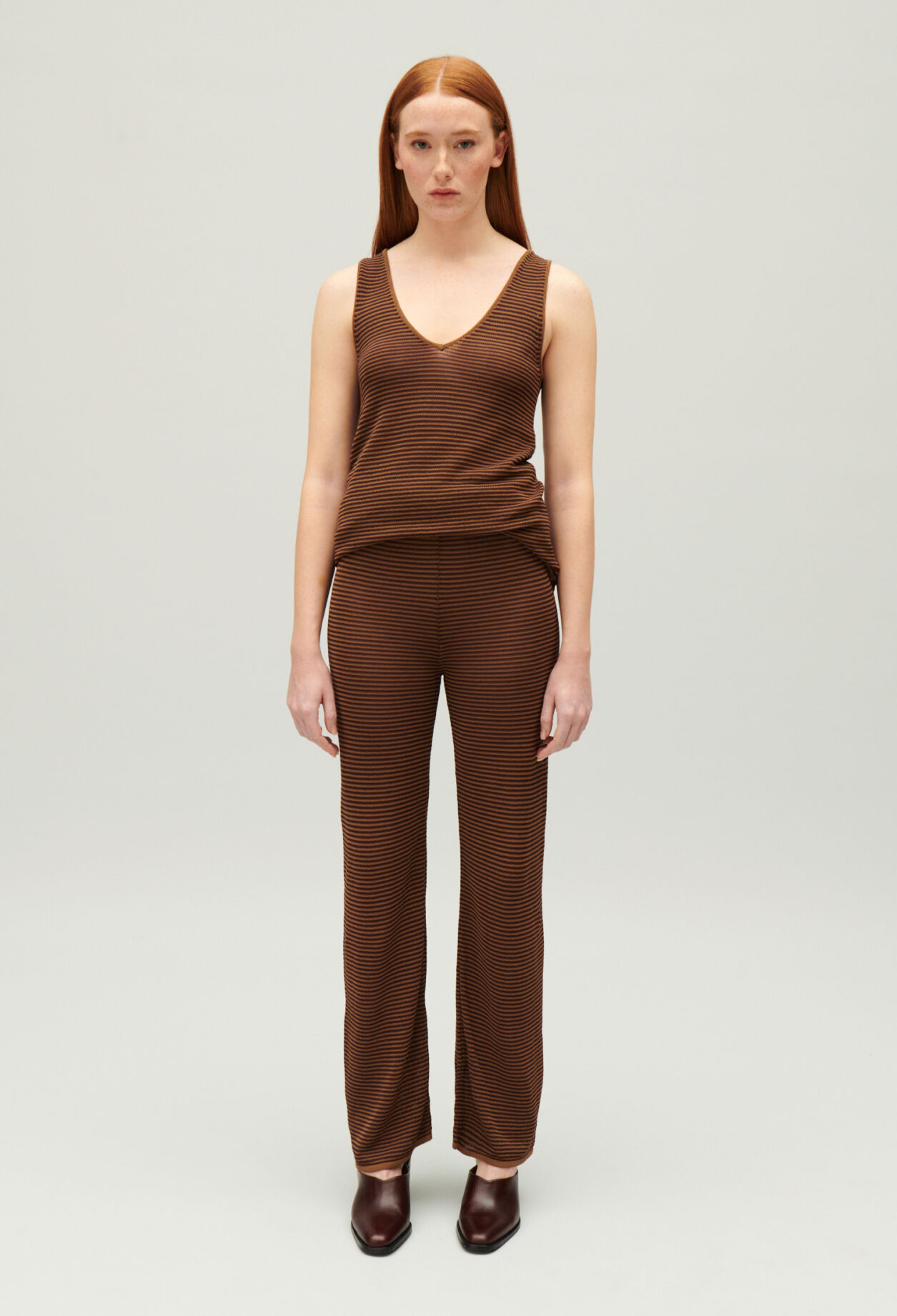 Striped brown vest top