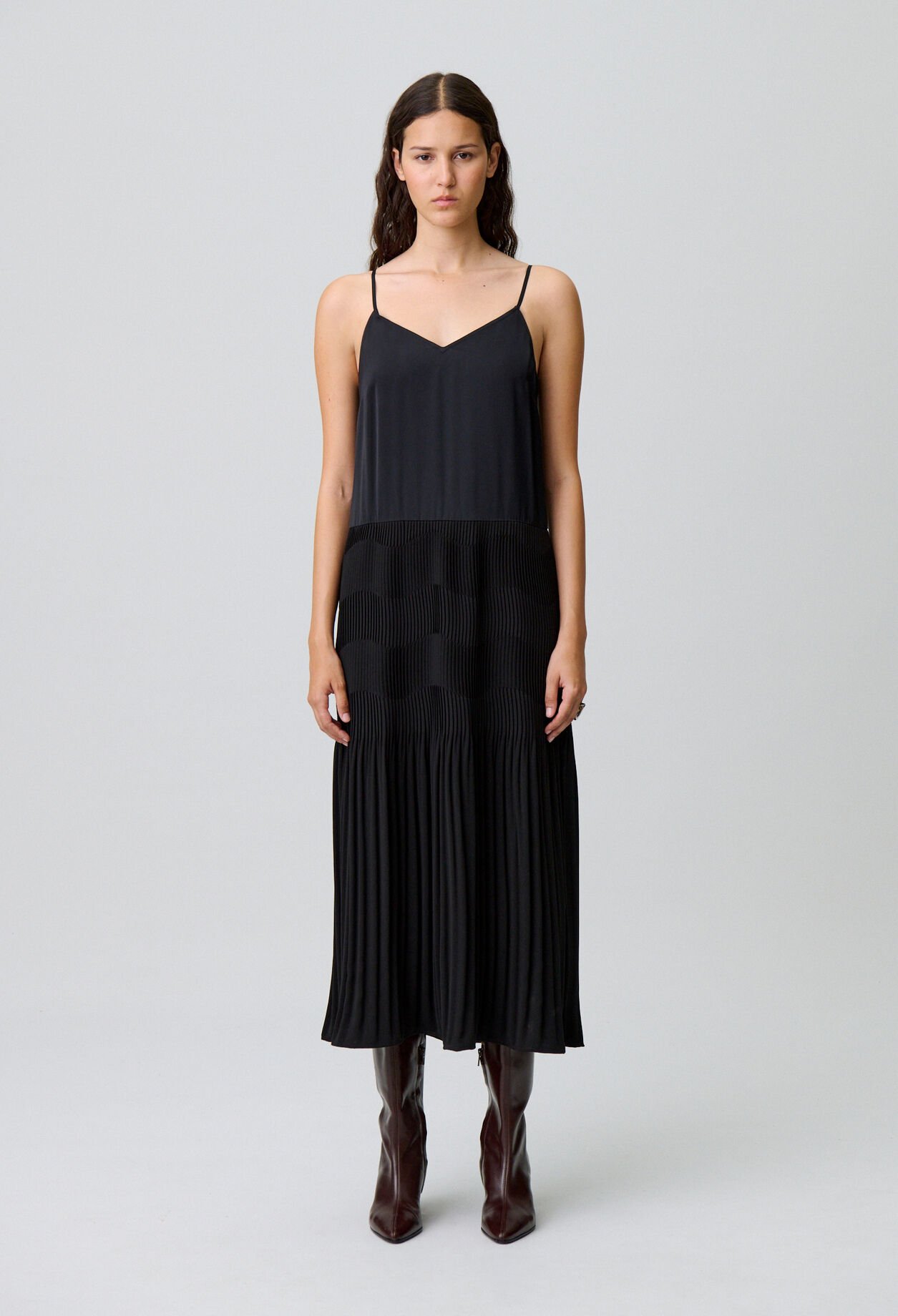 Flowing long strap dress