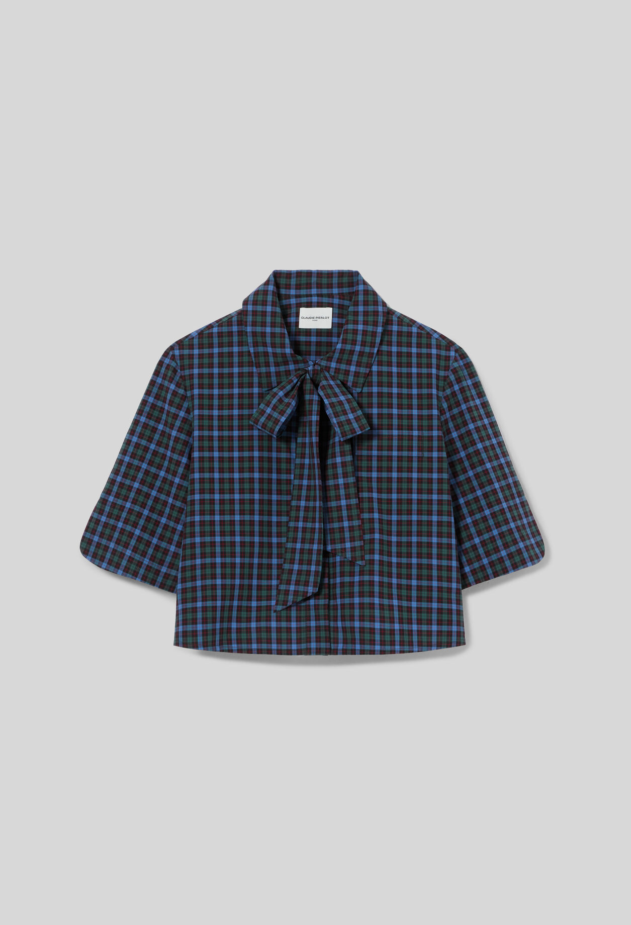Checked tie-neck shirt