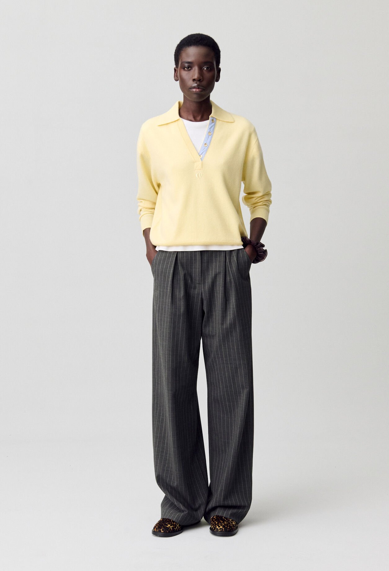 High-waisted straight-leg trousers