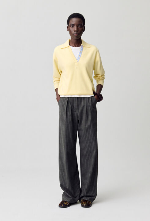 High-waisted straight-leg trousers