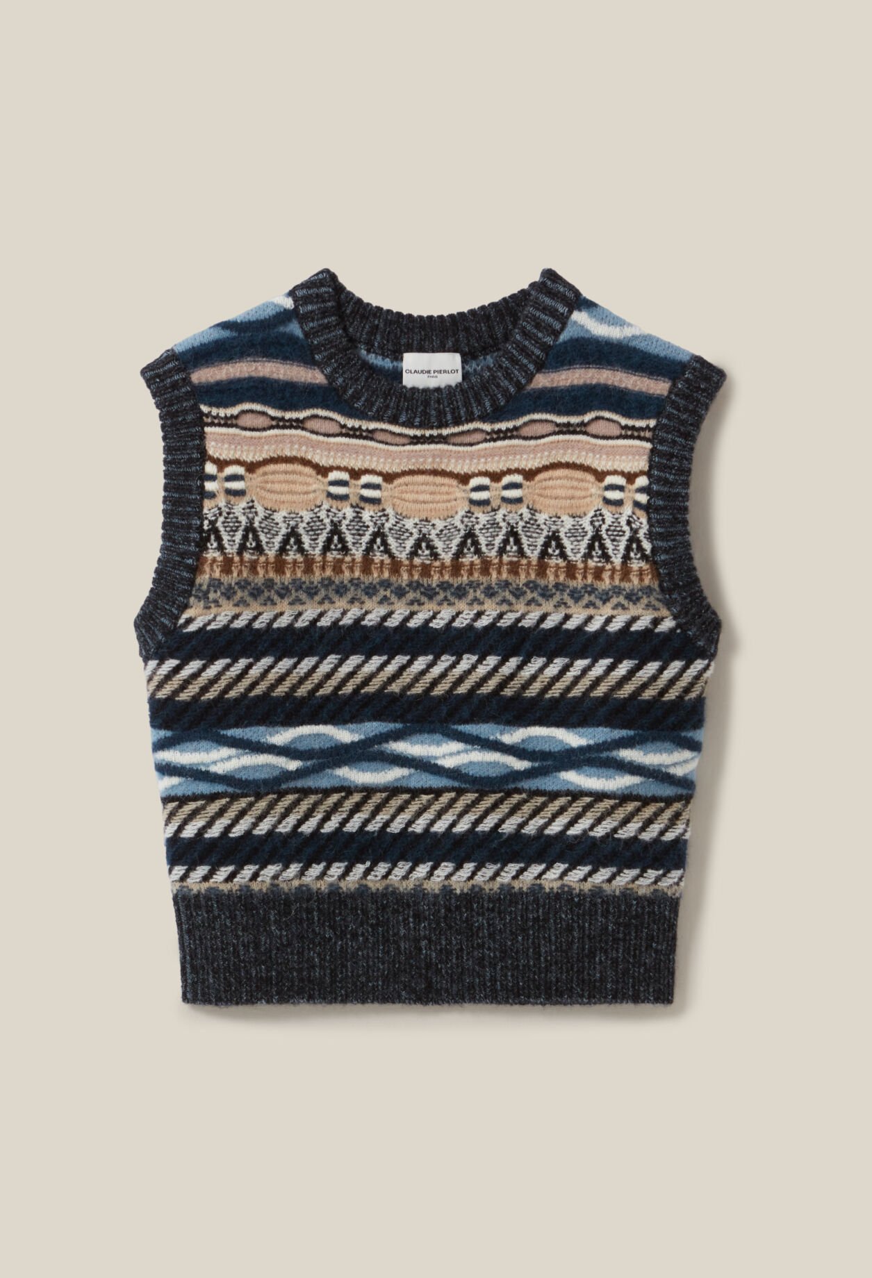 Sleeveless patterned striped jumper