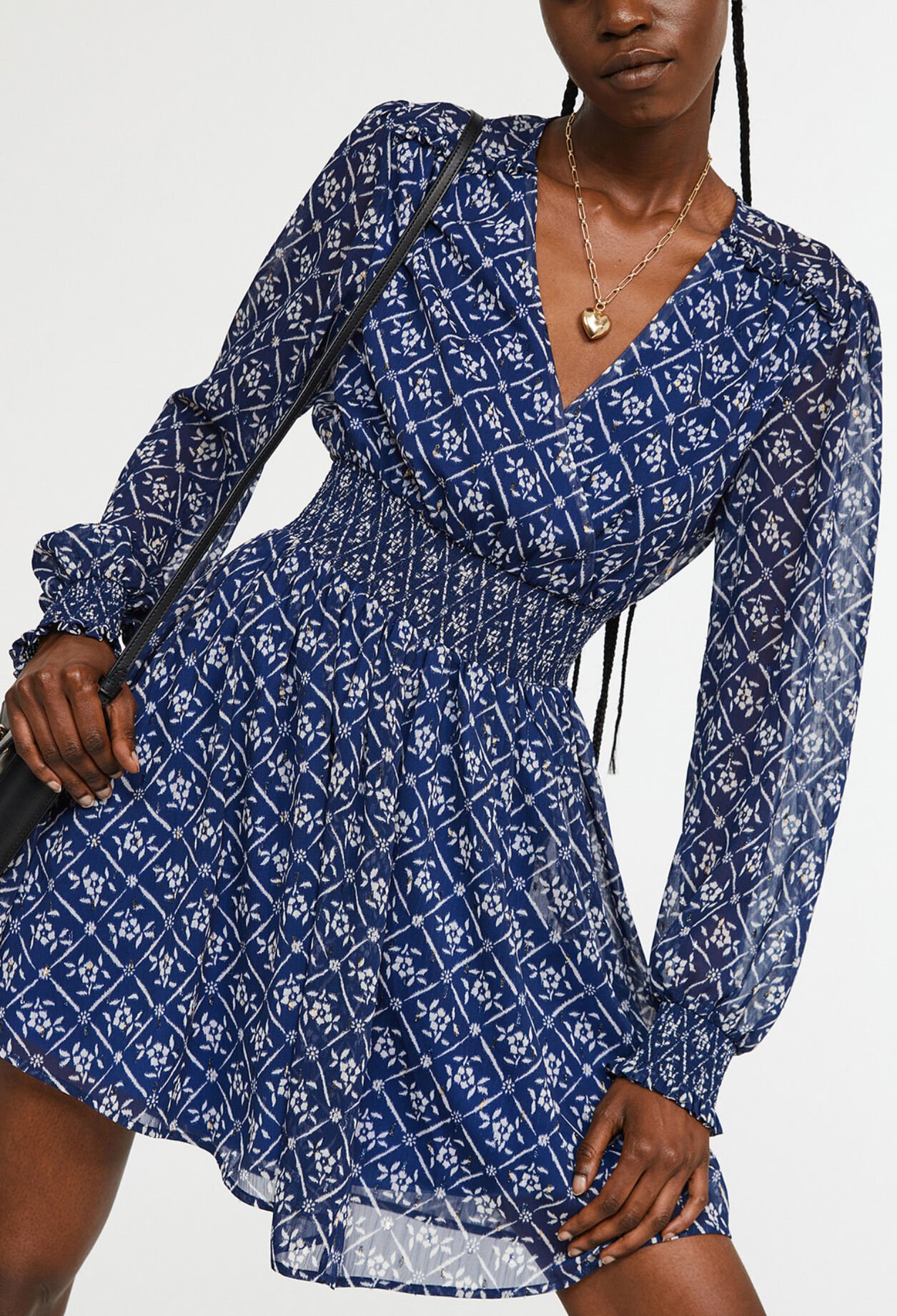 Robe courte à motif floral