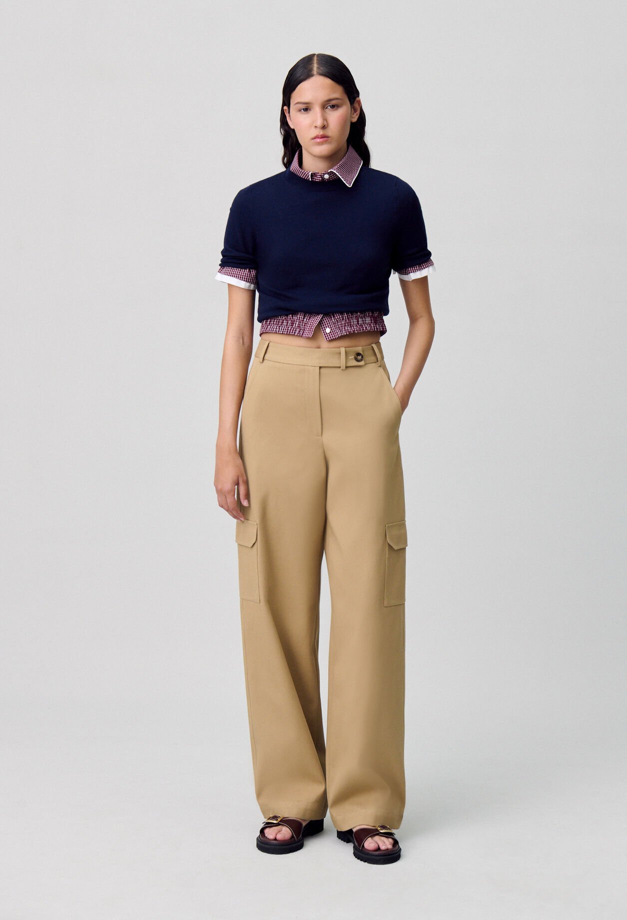 Wide-Leg Straight Cargo Trousers