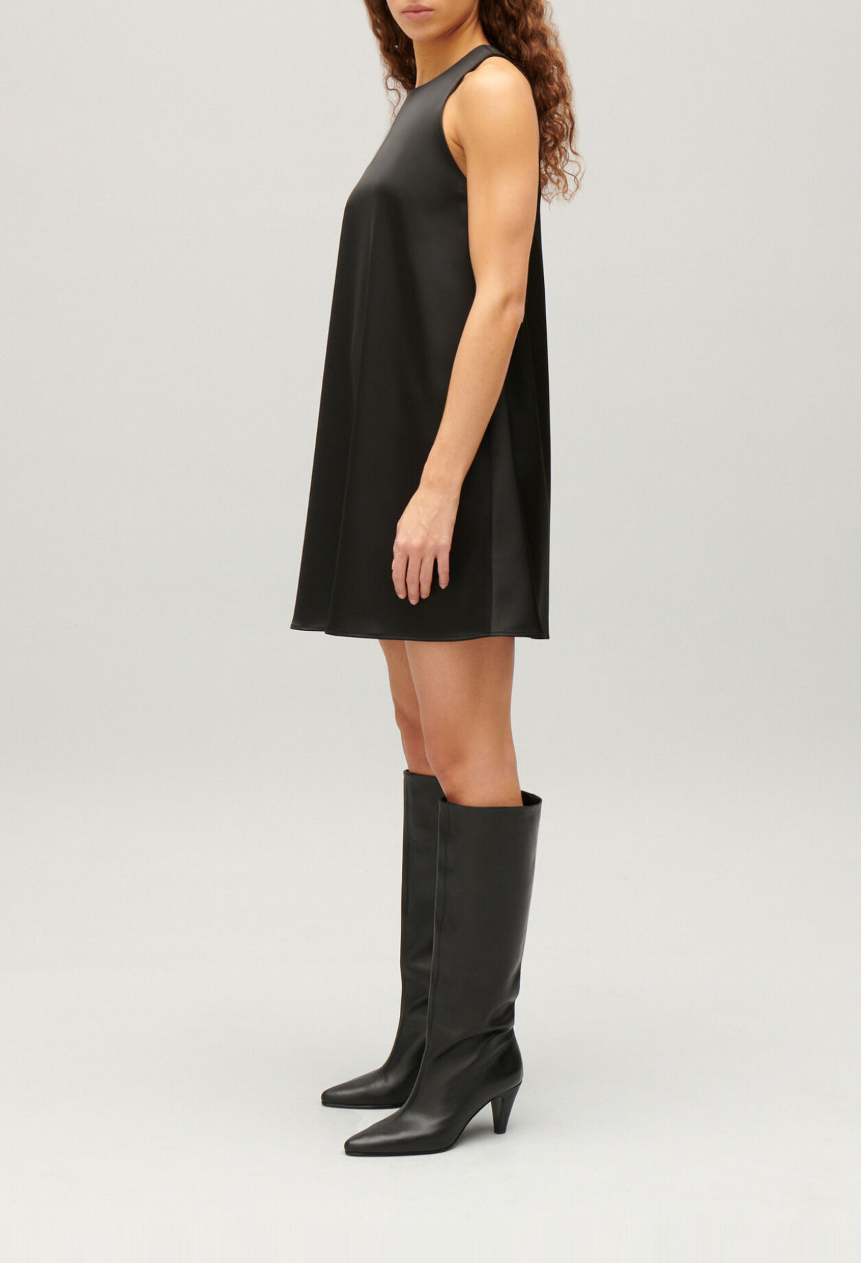 Short black button-up dress