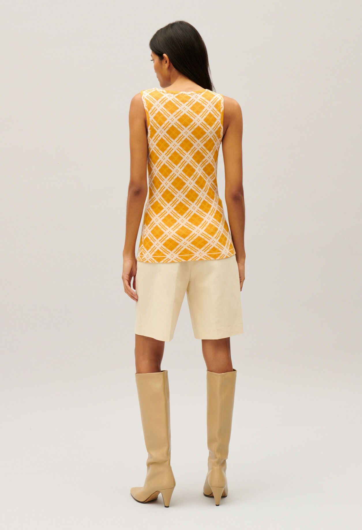 Yellow checked vest top