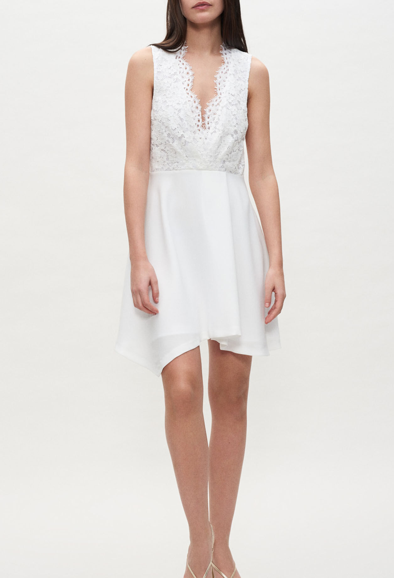 Off-white lace and satin dress