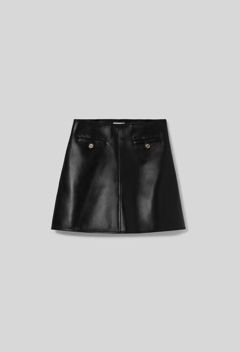 Short leather skirt