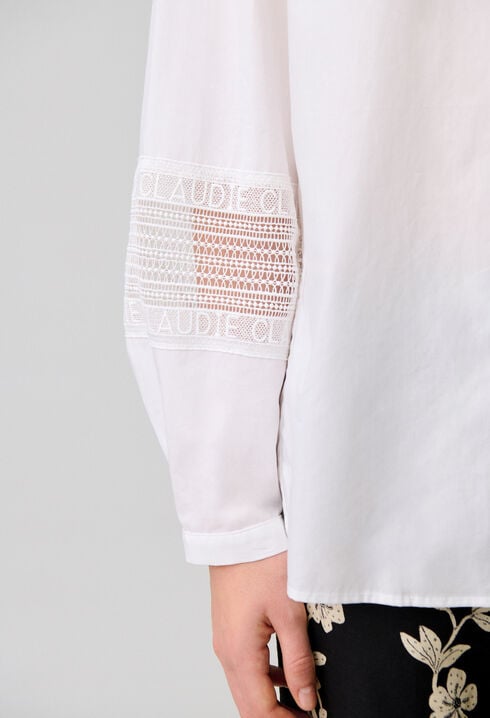 Cotton shirt with frill collar