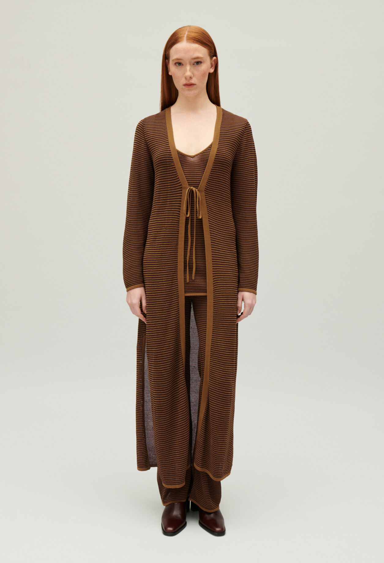 Brown striped trousers