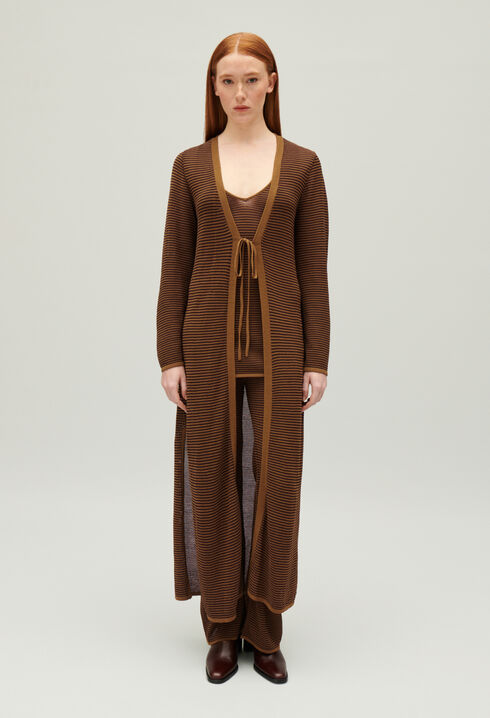 Brown striped trousers