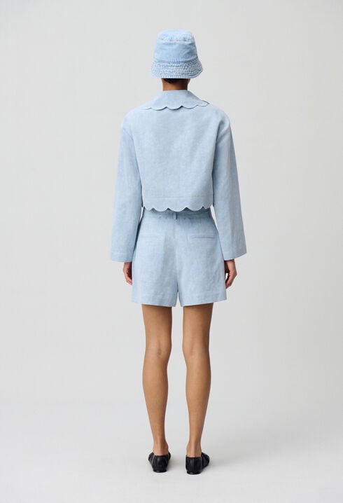 Belted Denim Shorts