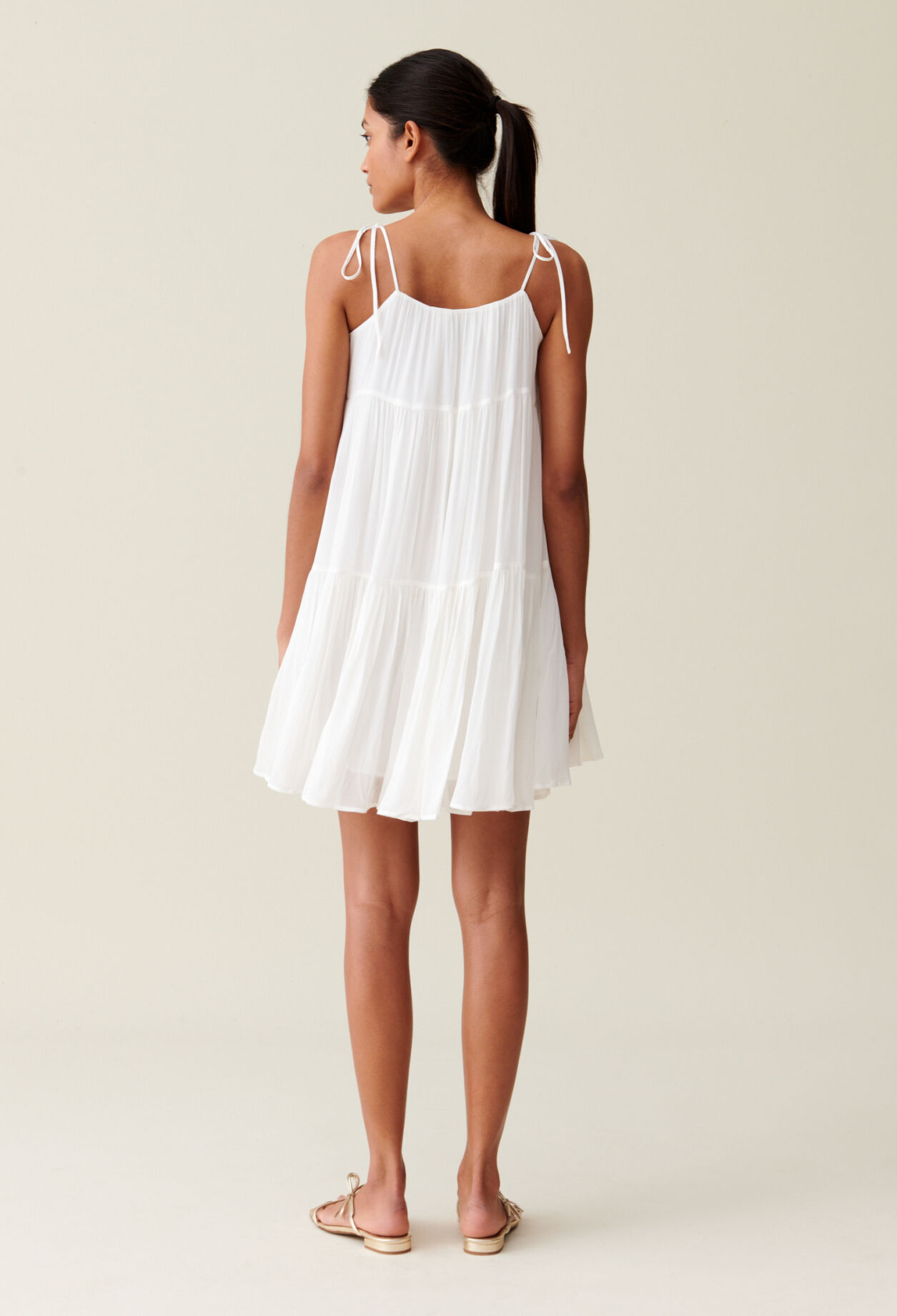 Ecru Babydoll Mini Dress