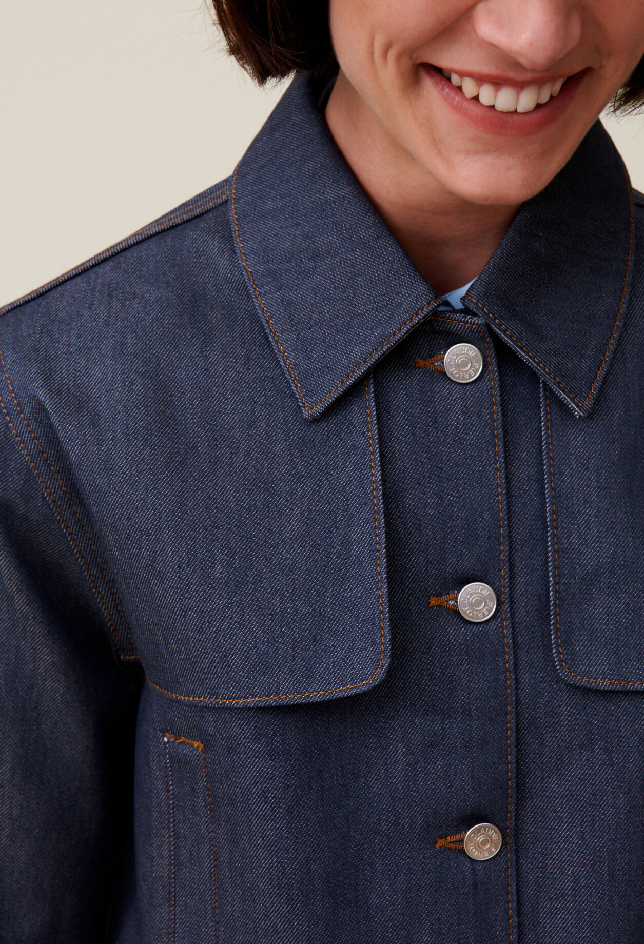 Oversized dark denim jacket