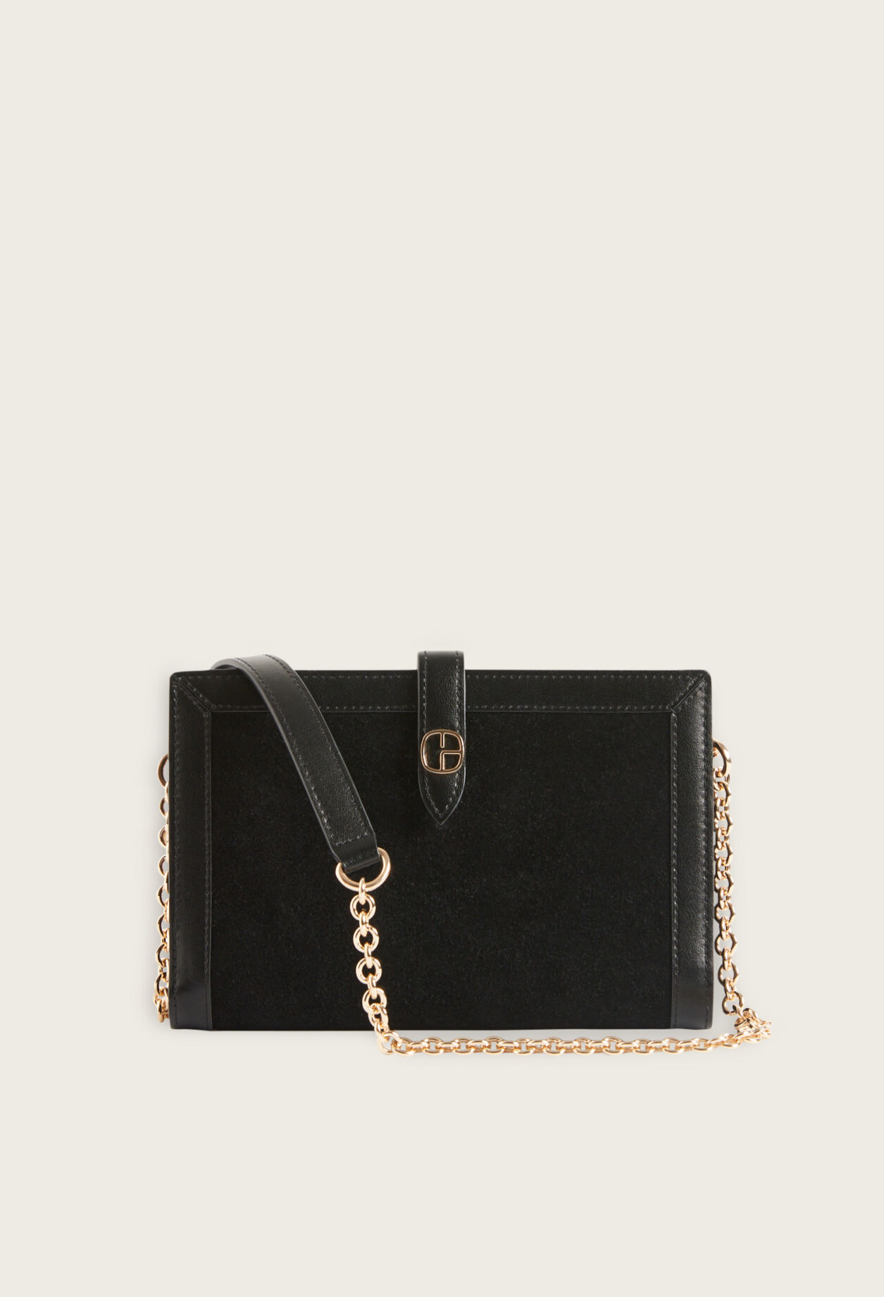 Suede clutch bag top