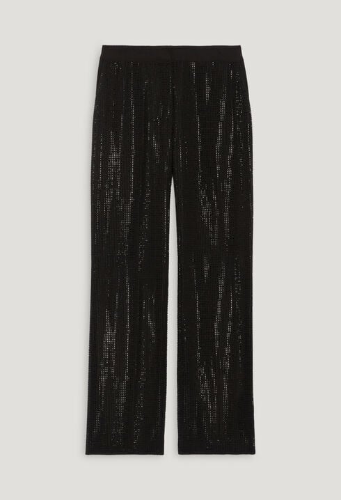 Black trousers with rhinestones