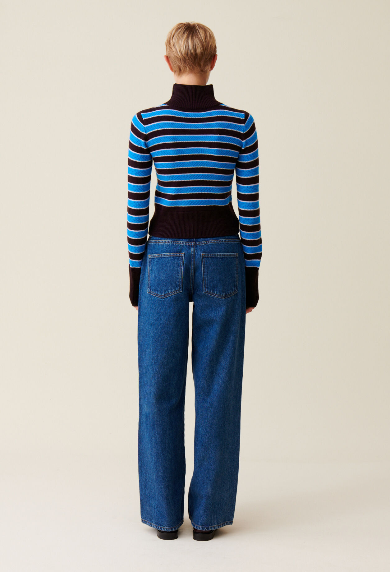 High-neck striped jumper
