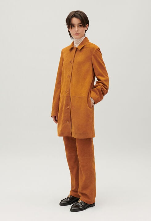 Dark beige suede leather trousers